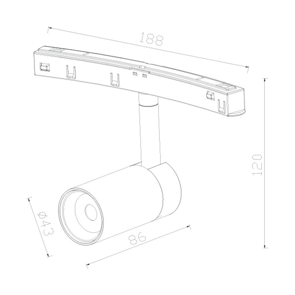 Трековый светильник LX-M7108R 48V CRI≥90 IP20