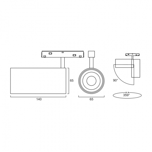 Светильник трековый Spot CX065 S20 24W 48V CRI≥90 IP20 черный